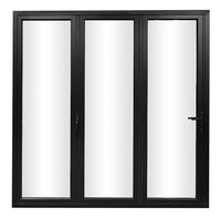 KaMic Elite-Fold 108" x 80" 3-Panel Aluminum Folding Door in Sleek Black with Hidden Hinges & Rollers, Left-to-Right Outward Folding Design - Model # SE-FD3PBK10880-LR