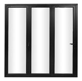 KaMic Elite-Fold 108" x 80" 3-Panel Aluminum Folding Door in Sleek Black with Hidden Hinges & Rollers, Left-to-Right Outward Folding Design - Model # SE-FD3PBK10880-LR