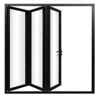 KaMic Elite-Fold 108" x 80" 3-Panel Aluminum Folding Door in Sleek Black with Hidden Hinges & Rollers, Left-to-Right Outward Folding Design - Model # SE-FD3PBK10880-LR