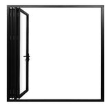 KaMic Elite-Fold 108" x 80" 3-Panel Aluminum Folding Door in Sleek Black with Hidden Hinges & Rollers, Left-to-Right Outward Folding Design - Model # SE-FD3PBK10880-LR