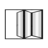 KaMic Elite-Fold 108" x 80" 3-Panel Aluminum Folding Door in Sleek Black with Hidden Hinges & Rollers, Right-to-Left Outward Folding Design - Model # SE-FD3PBK10880-RL