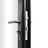 KaMic Elite-Fold 108" x 96" 3-Panel Aluminum Folding Door in Sleek Black with Hidden Hinges & Rollers, Right-to-Left Outward Folding Design - Model # SE-FD3PBK10896-RL