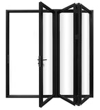 KaMic Elite-Fold 108" x 96" 3-Panel Aluminum Folding Door in Sleek Black with Hidden Hinges & Rollers, Right-to-Left Outward Folding Design - Model # SE-FD3PBK10896-RL