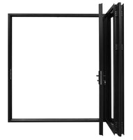 KaMic Elite-Fold 108" x 96" 3-Panel Aluminum Folding Door in Sleek Black with Hidden Hinges & Rollers, Right-to-Left Outward Folding Design - Model # SE-FD3PBK10896-RL