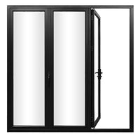 KaMic Elite-Fold 108" x 96" 3-Panel Aluminum Folding Door in Sleek Black with Hidden Hinges & Rollers, Right-to-Left Outward Folding Design - Model # SE-FD3PBK10896-RL