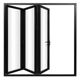 KaMic Elite-Fold 108" x 96" 3-Panel Aluminum Folding Door in Sleek Black with Hidden Hinges & Rollers, Right-to-Left Outward Folding Design - Model # SE-FD3PBK10896-RL