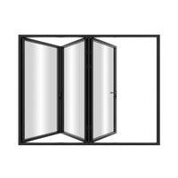 KaMic Elite-Fold 96" x 80" 3-Panel Aluminum Folding Door in Sleek Black with Hidden Hinges & Rollers, Left-to-Right Outward Folding Design - Model # SE-FD3PBK9680-LR