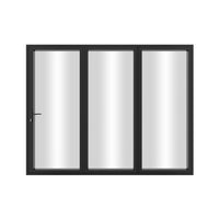 KaMic Elite-Fold 96" x 80" 3-Panel Aluminum Folding Door in Sleek Black with Hidden Hinges & Rollers, Left-to-Right Outward Folding Design - Model # SE-FD3PBK9680-LR