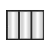 KaMic Elite-Fold 96" x 80" 3-Panel Aluminum Folding Door in Sleek Black with Hidden Hinges & Rollers, Left-to-Right Outward Folding Design - Model # SE-FD3PBK9680-LR