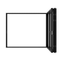 KaMic Elite-Fold 96" x 80" 3-Panel Aluminum Folding Door in Sleek Black with Hidden Hinges & Rollers, Left-to-Right Outward Folding Design - Model # SE-FD3PBK9680-LR