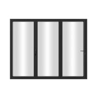 KaMic Elite-Fold 96" x 80" 3-Panel Aluminum Folding Door in Sleek Black with Hidden Hinges & Rollers, Left-to-Right Outward Folding Design - Model # SE-FD3PBK9680-LR