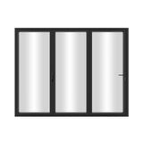 KaMic Elite-Fold 96" x 80" 3-Panel Aluminum Folding Door in Sleek Black with Hidden Hinges & Rollers, Left-to-Right Outward Folding Design - Model # SE-FD3PBK9680-LR