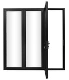 KaMic Elite-Fold 96" x 80" 3-Panel Aluminum Folding Door in Sleek Black with Hidden Hinges & Rollers, Right-to-Left Outward Folding Design - Model # SE-FD3PBK9680-RL