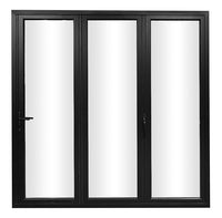 KaMic Elite-Fold 96" x 80" 3-Panel Aluminum Folding Door in Sleek Black with Hidden Hinges & Rollers, Right-to-Left Outward Folding Design - Model # SE-FD3PBK9680-RL