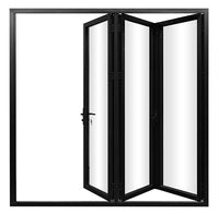 KaMic Elite-Fold 96" x 80" 3-Panel Aluminum Folding Door in Sleek Black with Hidden Hinges & Rollers, Right-to-Left Outward Folding Design - Model # SE-FD3PBK9680-RL