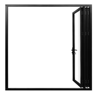 KaMic Elite-Fold 96" x 80" 3-Panel Aluminum Folding Door in Sleek Black with Hidden Hinges & Rollers, Right-to-Left Outward Folding Design - Model # SE-FD3PBK9680-RL