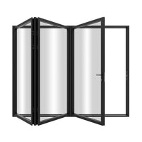 KaMic Elite-Fold 96" x 80" 3-Panel Aluminum Folding Door in Sleek Black with Hidden Hinges & Rollers, Right-to-Left Outward Folding Design - Model # SE-FD3PBK9680-RL