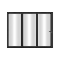 KaMic Elite-Fold 96" x 80" 3-Panel Aluminum Folding Door in Sleek Black with Hidden Hinges & Rollers, Right-to-Left Outward Folding Design - Model # SE-FD3PBK9680-RL