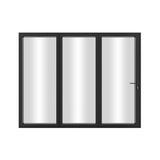 KaMic Elite-Fold 96" x 80" 3-Panel Aluminum Folding Door in Sleek Black with Hidden Hinges & Rollers, Right-to-Left Outward Folding Design - Model # SE-FD3PBK9680-RL