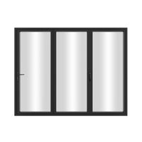 KaMic Elite-Fold 96" x 80" 3-Panel Aluminum Folding Door in Sleek Black with Hidden Hinges & Rollers, Right-to-Left Outward Folding Design - Model # SE-FD3PBK9680-RL