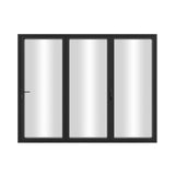 KaMic Elite-Fold 96" x 80" 3-Panel Aluminum Folding Door in Sleek Black with Hidden Hinges & Rollers, Right-to-Left Outward Folding Design - Model # SE-FD3PBK9680-RL