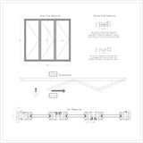 KaMic Elite-Fold 96" x 96" 3-Panel Aluminum Folding Door in Sleek Black with Hidden Hinges & Rollers, Left-to-Right Outward Folding Design - Model # SE-FD3PBK9696-LR