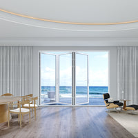 KaMic Elite-Fold 108" x 80" 3-Panel Aluminum Folding Door in Sleek White with Hidden Hinges & Rollers, Left-to-Right Outward Folding Design - Model # SE-FD3PWH10880-LR