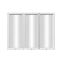 KaMic Elite-Fold 108" x 80" 3-Panel Aluminum Folding Door in Sleek White with Hidden Hinges & Rollers, Left-to-Right Outward Folding Design - Model # SE-FD3PWH10880-LR