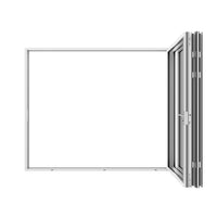 KaMic Elite-Fold 108" x 80" 3-Panel Aluminum Folding Door in Sleek White with Hidden Hinges & Rollers, Left-to-Right Outward Folding Design - Model # SE-FD3PWH10880-LR