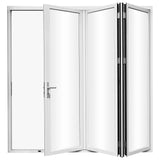 KaMic Elite-Fold 108" x 80" 3-Panel Aluminum Folding Door in Sleek White with Hidden Hinges & Rollers, Right-to-Left Outward Folding Design - Model # SE-FD3PWH10880-RL