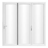 KaMic Elite-Fold 108" x 80" 3-Panel Aluminum Folding Door in Sleek White with Hidden Hinges & Rollers, Right-to-Left Outward Folding Design - Model # SE-FD3PWH10880-RL