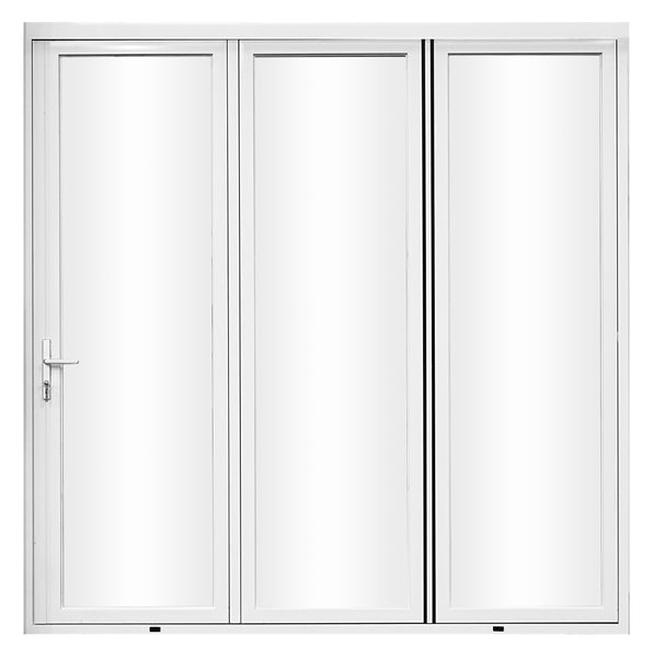 KaMic Elite-Fold 108" x 96" 3-Panel Aluminum Folding Door in Sleek White with Hidden Hinges & Rollers, Left-to-Right Outward Folding Design - Model # SE-FD3PWH10896-LR