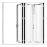 KaMic Elite-Fold 108" x 96" 3-Panel Aluminum Folding Door in Sleek White with Hidden Hinges & Rollers, Left-to-Right Outward Folding Design - Model # SE-FD3PWH10896-LR