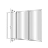 KaMic Elite-Fold 108" x 96" 3-Panel Aluminum Folding Door in Sleek White with Hidden Hinges & Rollers, Left-to-Right Outward Folding Design - Model # SE-FD3PWH10896-LR