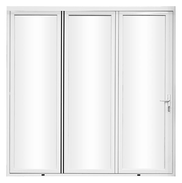 KaMic Elite-Fold 108" x 96" 3-Panel Aluminum Folding Door in Sleek White with Hidden Hinges & Rollers, Right-to-Left Outward Folding Design - Model # SE-FD3PWH10896-RL