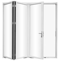 KaMic Elite-Fold 108" x 96" 3-Panel Aluminum Folding Door in Sleek White with Hidden Hinges & Rollers, Right-to-Left Outward Folding Design - Model # SE-FD3PWH10896-RL