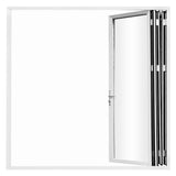 KaMic Elite-Fold 108" x 96" 3-Panel Aluminum Folding Door in Sleek White with Hidden Hinges & Rollers, Right-to-Left Outward Folding Design - Model # SE-FD3PWH10896-RL