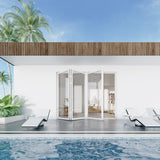 KaMic Elite-Fold 108" x 96" 3-Panel Aluminum Folding Door in Sleek White with Hidden Hinges & Rollers, Right-to-Left Outward Folding Design - Model # SE-FD3PWH10896-RL
