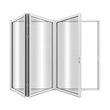 KaMic Elite-Fold 96" x 80" 3-Panel Aluminum Folding Door in Sleek White with Hidden Hinges & Rollers, Right-to-Left Outward Folding Design - Model # SE-FD3PWH9680-RL