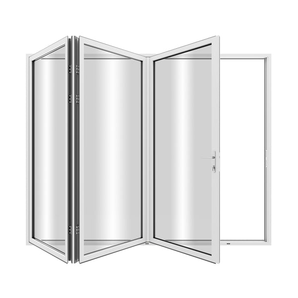 KaMic Elite-Fold 96" x 80" 3-Panel Aluminum Folding Door in Sleek White with Hidden Hinges & Rollers, Right-to-Left Outward Folding Design - Model # SE-FD3PWH9680-RL
