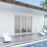 KaMic Elite-Fold 96" x 80" 3-Panel Aluminum Folding Door in Sleek White with Hidden Hinges & Rollers, Right-to-Left Outward Folding Design - Model # SE-FD3PWH9680-RL