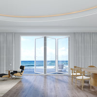 KaMic Elite-Fold 96" x 80" 3-Panel Aluminum Folding Door in Sleek White with Hidden Hinges & Rollers, Right-to-Left Outward Folding Design - Model # SE-FD3PWH9680-RL