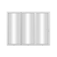 KaMic Elite-Fold 96" x 80" 3-Panel Aluminum Folding Door in Sleek White with Hidden Hinges & Rollers, Right-to-Left Outward Folding Design - Model # SE-FD3PWH9680-RL