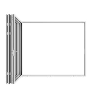 KaMic Elite-Fold 96" x 80" 3-Panel Aluminum Folding Door in Sleek White with Hidden Hinges & Rollers, Right-to-Left Outward Folding Design - Model # SE-FD3PWH9680-RL