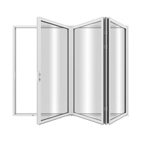 KaMic Elite-Fold 96" x 96" 3-Panel Aluminum Folding Door in Sleek White with Hidden Hinges & Rollers, Left-to-Right Outward Folding Design - Model # SE-FD3PWH9696-LR