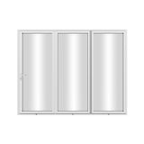 KaMic Elite-Fold 96" x 96" 3-Panel Aluminum Folding Door in Sleek White with Hidden Hinges & Rollers, Left-to-Right Outward Folding Design - Model # SE-FD3PWH9696-LR