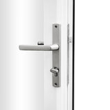 KaMic Elite-Fold 96" x 96" 3-Panel Aluminum Folding Door in Sleek White with Hidden Hinges & Rollers, Right-to-Left Outward Folding Design - Model # SE-FD3PWH9696-RL