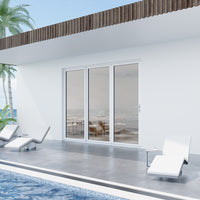KaMic Elite-Fold 96" x 96" 3-Panel Aluminum Folding Door in Sleek White with Hidden Hinges & Rollers, Right-to-Left Outward Folding Design - Model # SE-FD3PWH9696-RL