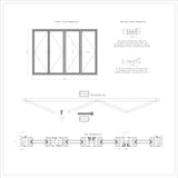 KaMic Elite-Fold 120" x 80" 4-Panel Aluminum Folding Door in Sleek Black with Hidden Hinges & Rollers, Left-to-Right Outward Folding Design - Model # SE-FD4PBK12080-LR