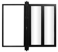 KaMic Elite-Fold 120" x 80" 4-Panel Aluminum Folding Door in Sleek Black with Hidden Hinges & Rollers, Left-to-Right Outward Folding Design - Model # SE-FD4PBK12080-LR-FULL